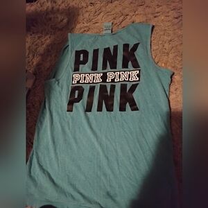 PINK Victoria's Secret Aqua Tank with Black and Pink Accents